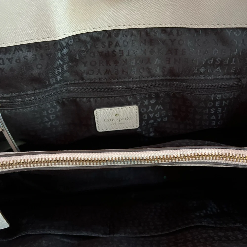 ♠️Kate Spade Large Saffiano Leather Tote Black Cream Work Bag Shoulder Purse - Picture 4 of 7